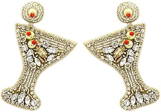 Handmade Beaded Martini Post Earrings