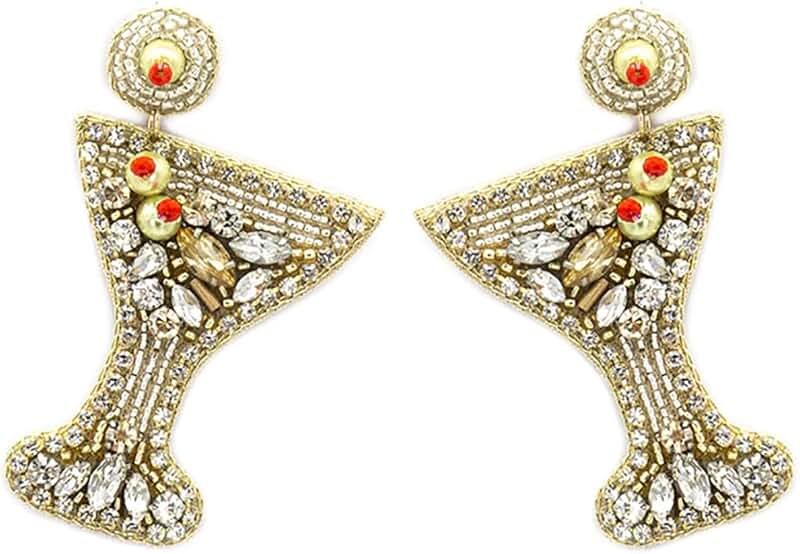 Handmade Beaded Martini Post Earrings