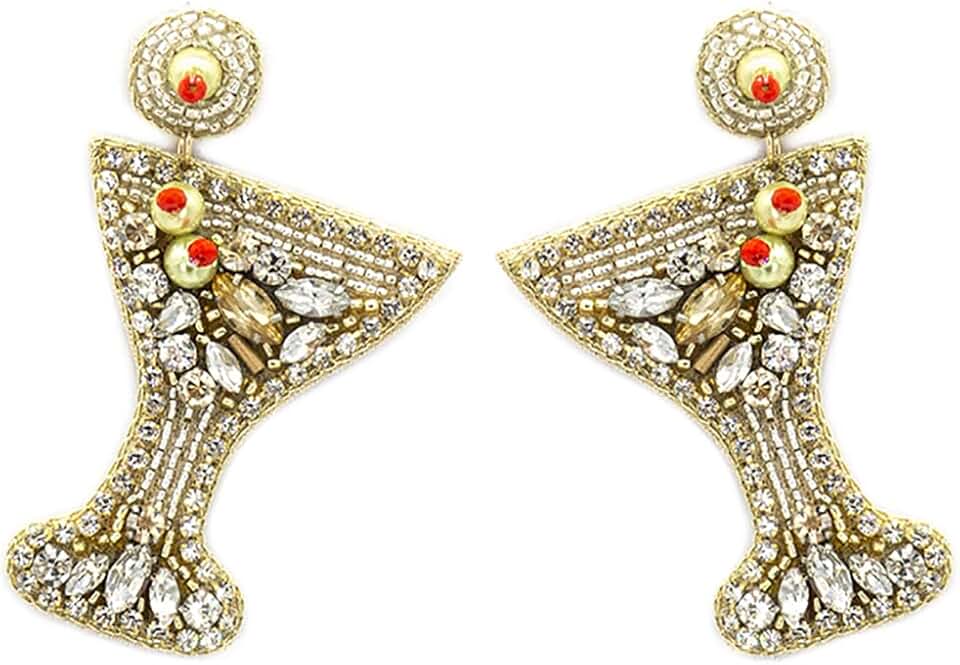 Handmade Beaded Martini Post Earrings