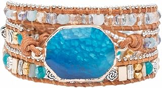 Handmade Ocean Jasper Leather Wrap Bracelet