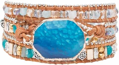 Handmade Ocean Jasper Leather Wrap Bracelet