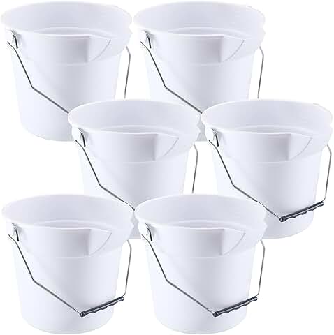 Six 2.5-Gallon Heavy Duty Cleaning Buckets with Handles