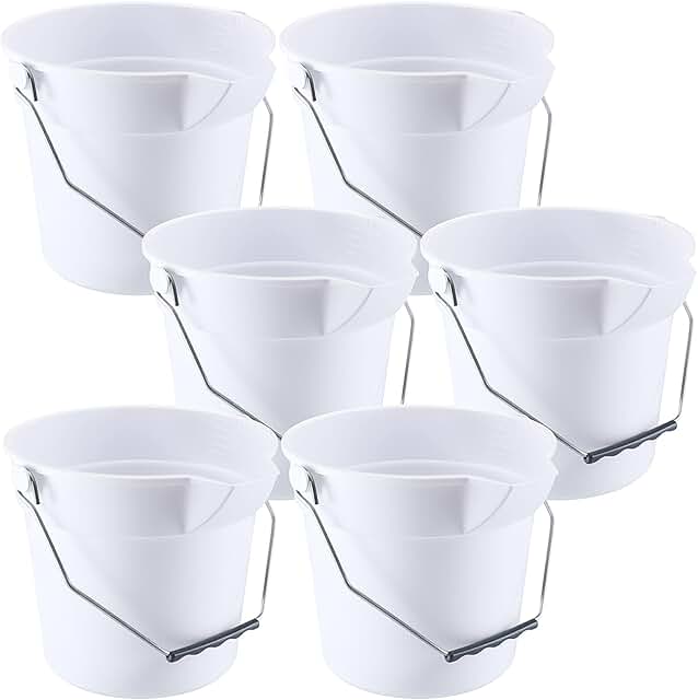 Six 2.5-Gallon Heavy Duty Cleaning Buckets with Handles