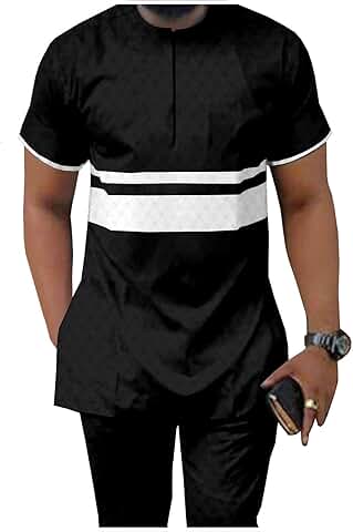 African men's casual short sleeve dashiki outfit