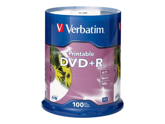 DVD+R 4.7GB 16X White Inkjet Printable 100 Pack