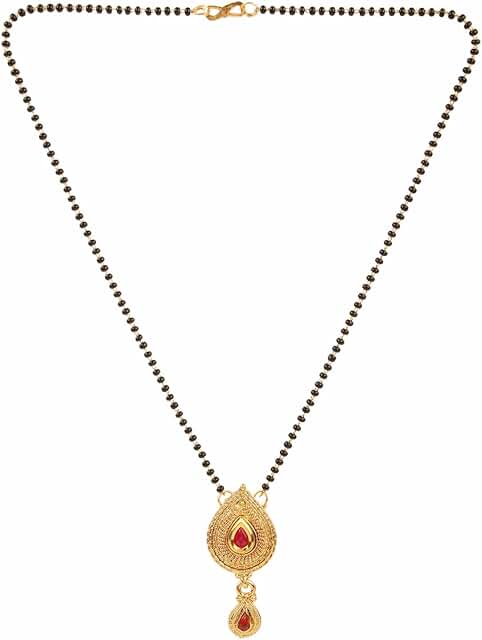 Traditional Red Gold Plated Ethnic Mangalsutra for Women