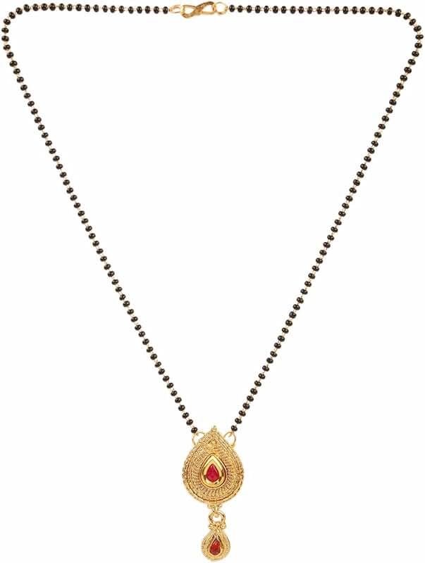 Traditional Red Gold Plated Ethnic Mangalsutra for Women