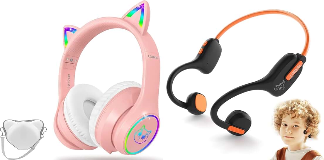Kids Bluetooth Headphones with Cat Ears and LED Light