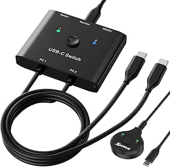 USB C Switch for 2 Computers with 8K Video and 10Gbps Data