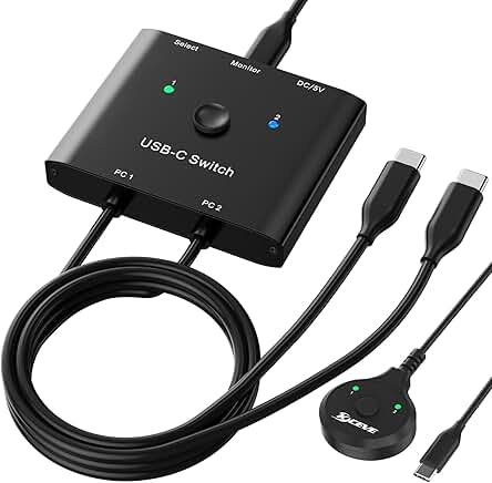 USB C Switch for 2 Computers with 8K Video and 10Gbps Data