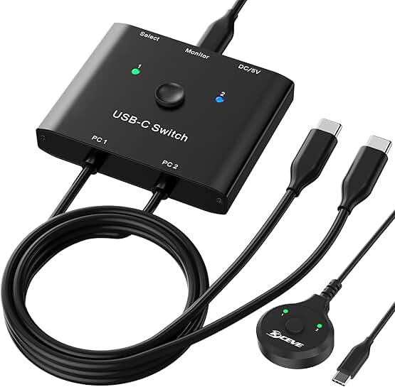 USB C Switch for 2 Computers with 8K Video and 10Gbps Data