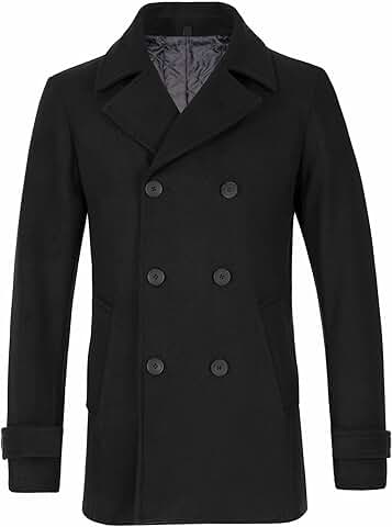 Men's Double Breasted Wool Blend Pea Coat