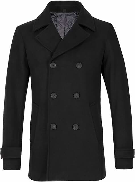 Men's Double Breasted Wool Blend Pea Coat