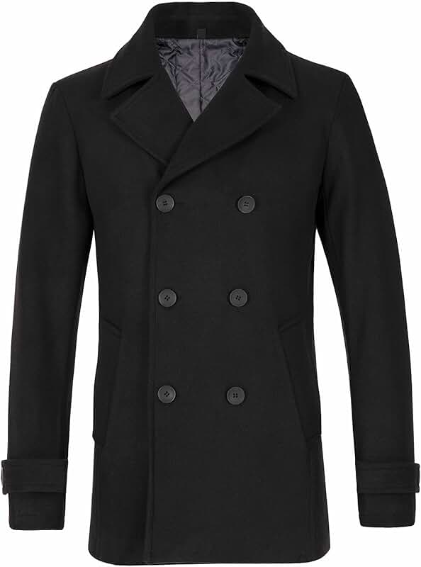 Men's Double Breasted Wool Blend Pea Coat