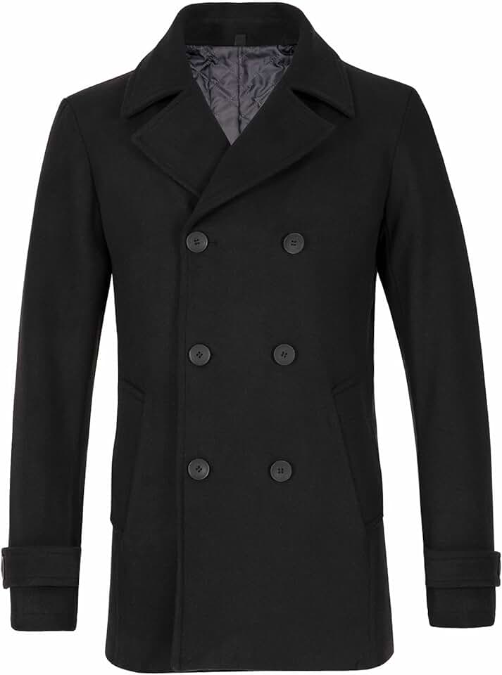 Men's Double Breasted Wool Blend Pea Coat