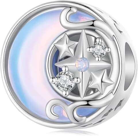 Moon and star dream catcher charms for jewelry