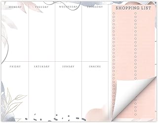 Pink floral meal planning pad, 8.5" x 11", 60 sheets