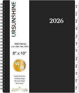 2026 Weekly and Monthly Planner, 8x10, Black