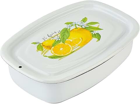 Enamel Food Storage Container with Lid, 1.1 Qt