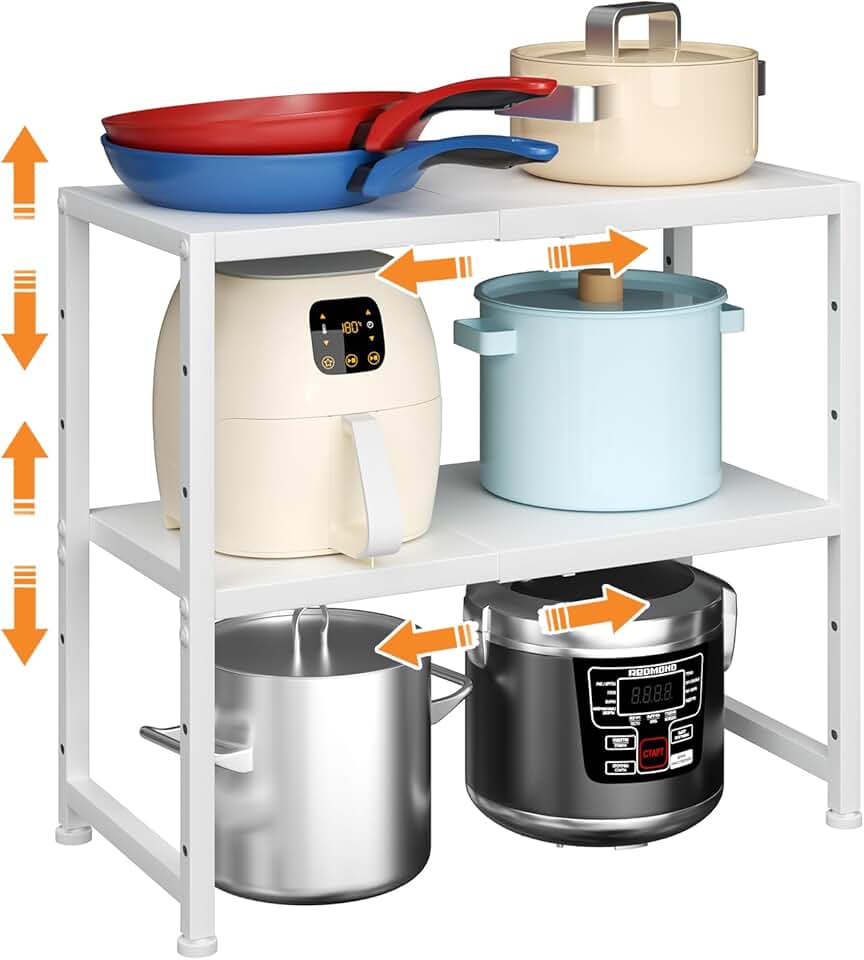 Expandable 2-Tier Metal Kitchen Storage Shelf