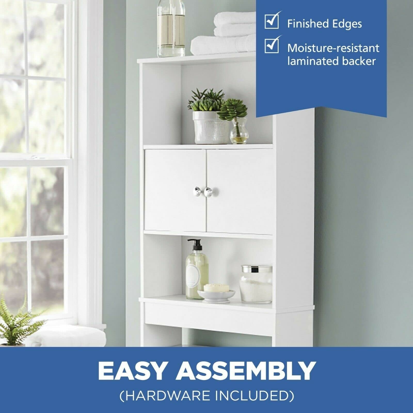 Bathroom Storage Cabinet Wooden Over The Tet Bathroom Storage with 3 Fixed Shelves Double Door Cabinet White Bathroom Space Saver with Bathroom Storage