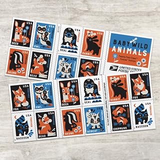 Baby Wild Animals Book of 20 Postage Stamps