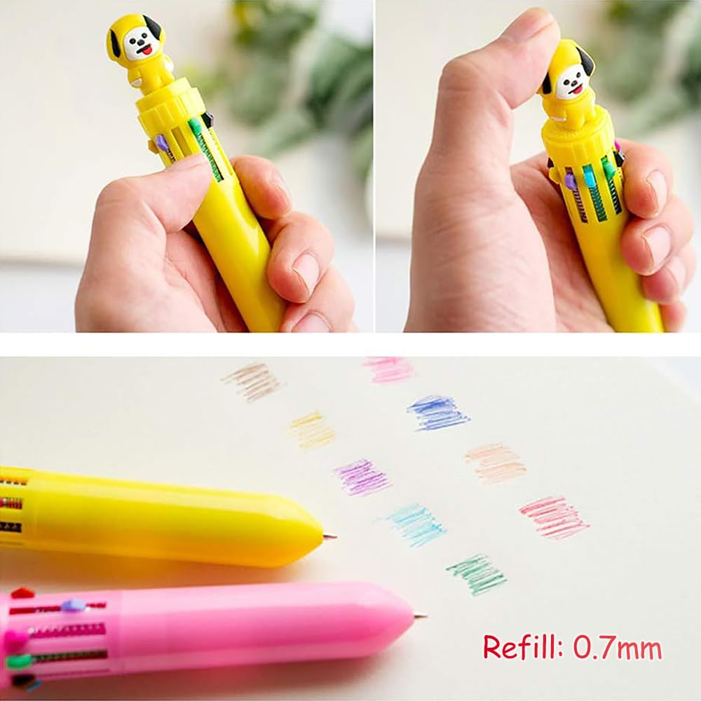 8-Pack Colorful Retractable Cartoon Ballpoint Pens