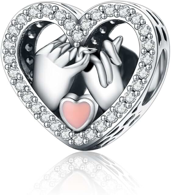 Sterling Silver Love Heart Charm for Bracelet
