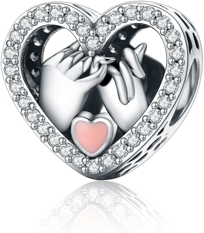 Sterling Silver Love Heart Charm for Bracelet