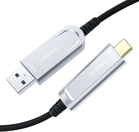 33FT USB A to C Fiber Optic Cable, 10Gbps, Active USB 3.2 Gen2