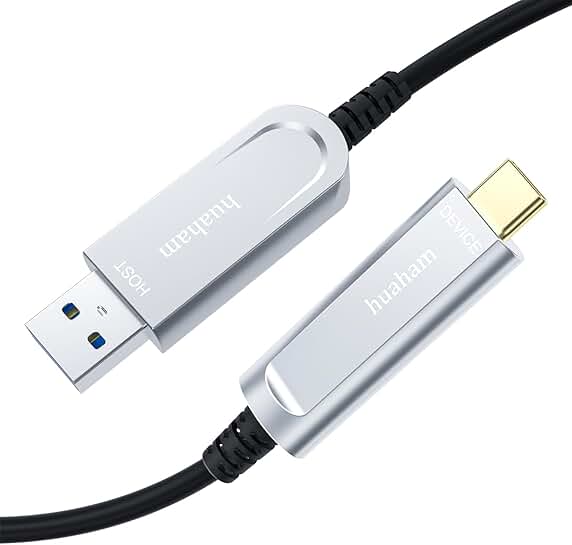 33FT USB A to C Fiber Optic Cable, 10Gbps, Active USB 3.2 Gen2