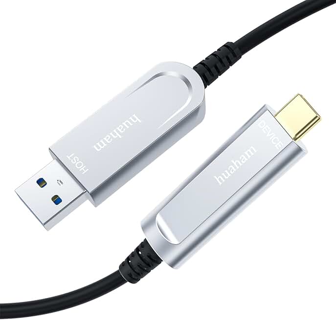 33FT USB A to C Fiber Optic Cable, 10Gbps, Active USB 3.2 Gen2