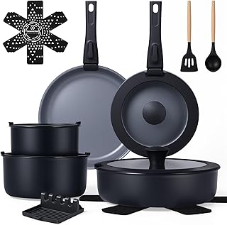 18-Piece Non-Stick Cookware Set with Detachable Handles