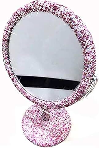 Pink double-sided magnifying swivel makeup mirror