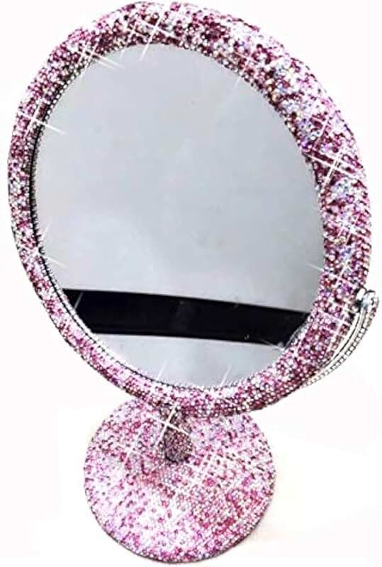 Pink double-sided magnifying swivel makeup mirror