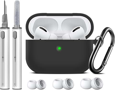 Black silicone case with cleaning pen and eartips for AirPods Pro