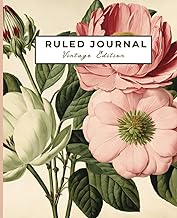 Vintage floral lined journal, 7.5" x 9.25", 120 pages