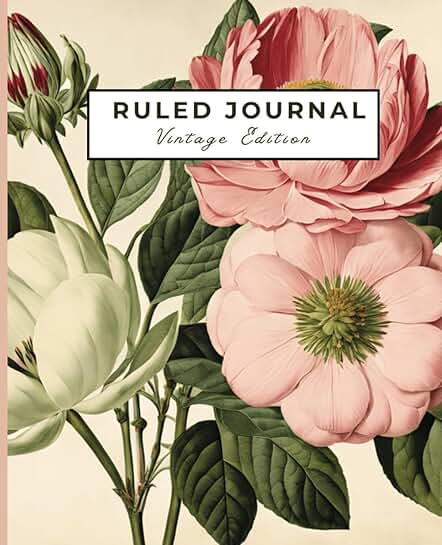 Vintage floral lined journal, 7.5" x 9.25", 120 pages
