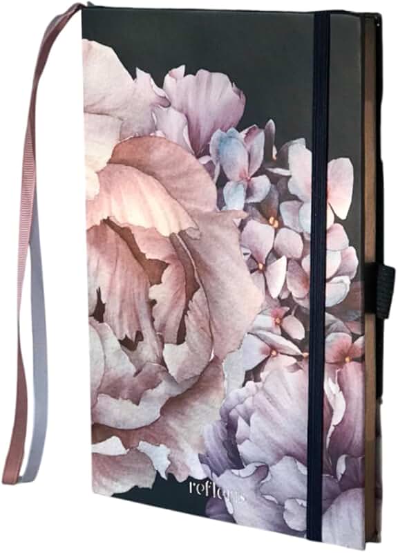 Elegant ivory dot grid journal with peony cover