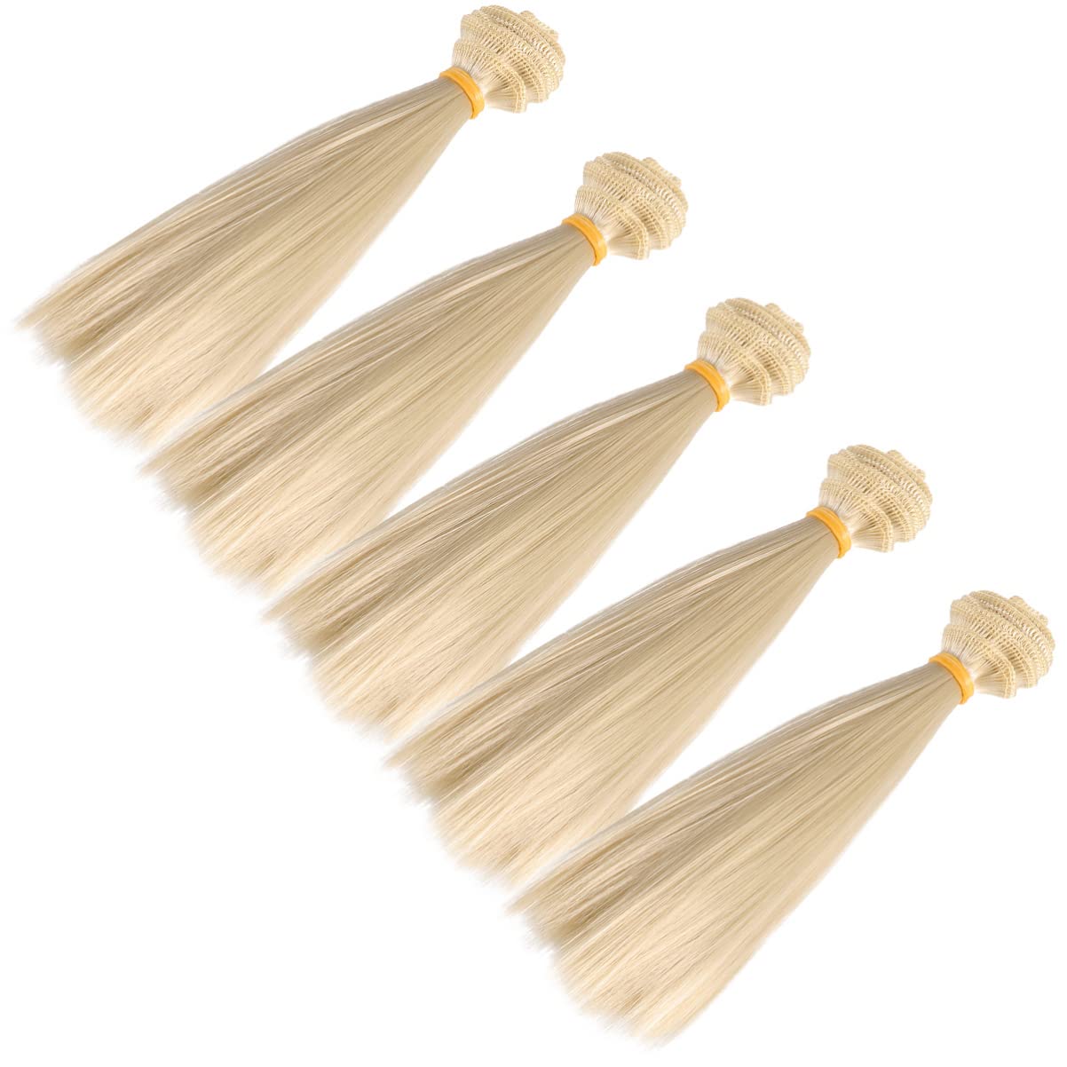 5pcs Dark Khaki Synthetic Doll Hair Wefts 15cm
