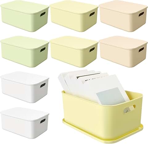 8 Pack Colorful Plastic Storage Bins with Lids