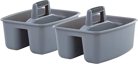 Rough and Rugged All-Purpose Cleaning Caddy, Grey/Black, 2 Pack