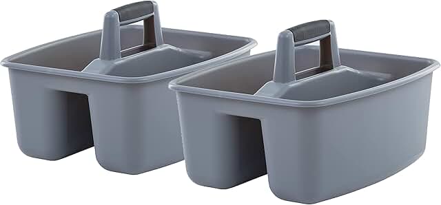 Rough and Rugged All-Purpose Cleaning Caddy, Grey/Black, 2 Pack