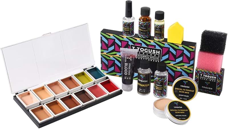 Halloween Special Effects Makeup Kit with 12 Colors and Accessories