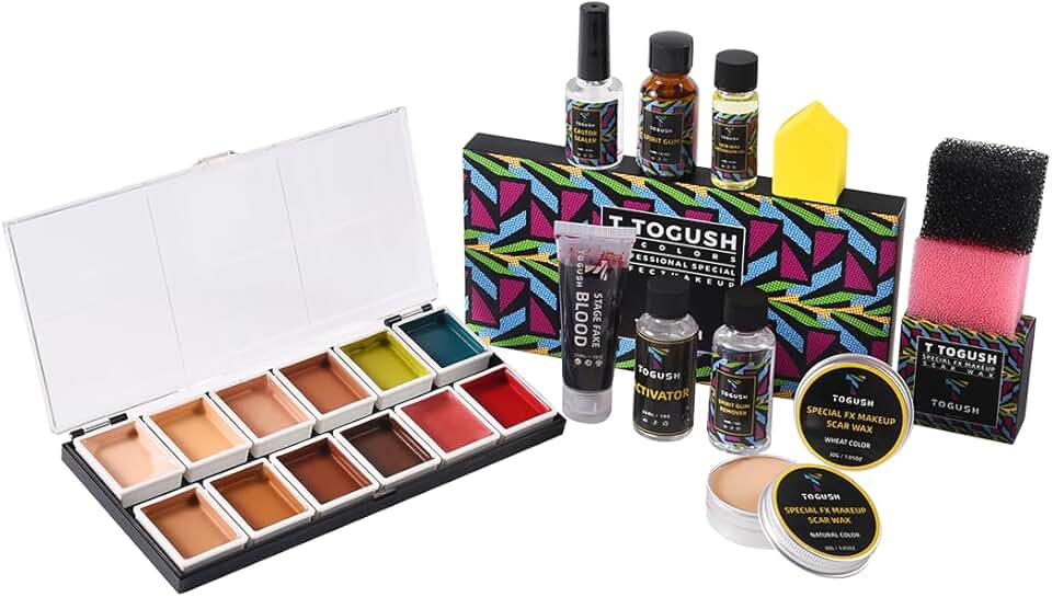 Halloween Special Effects Makeup Kit with 12 Colors and Accessories