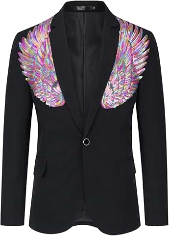 Men's Sequin Wing Stage Wedding Suit Jacket