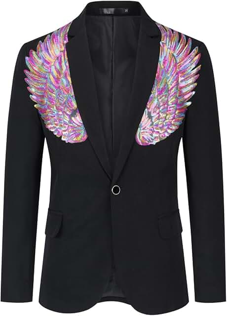 Men's Sequin Wing Stage Wedding Suit Jacket