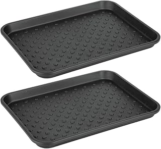 Plastic Under Sink Mat Tray, 17" x 13", Black, Set of 2