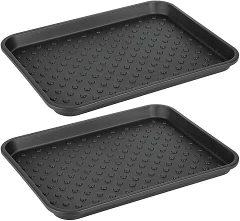 Plastic Under Sink Mat Tray, 17" x 13", Black, Set of 2