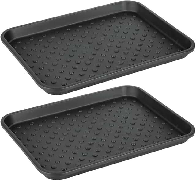 Plastic Under Sink Mat Tray, 17" x 13", Black, Set of 2